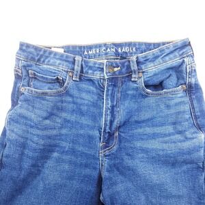 American Eagle Womens 8 Long Blue Straight Stretch Jeans 33 Inseam